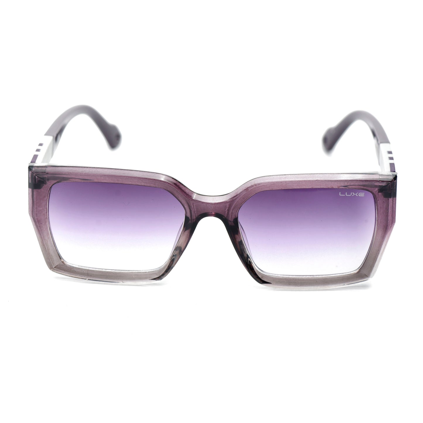 Luxe Shades "Pop Prism" - Bold Clear Frame Sunglasses with Striped Temples