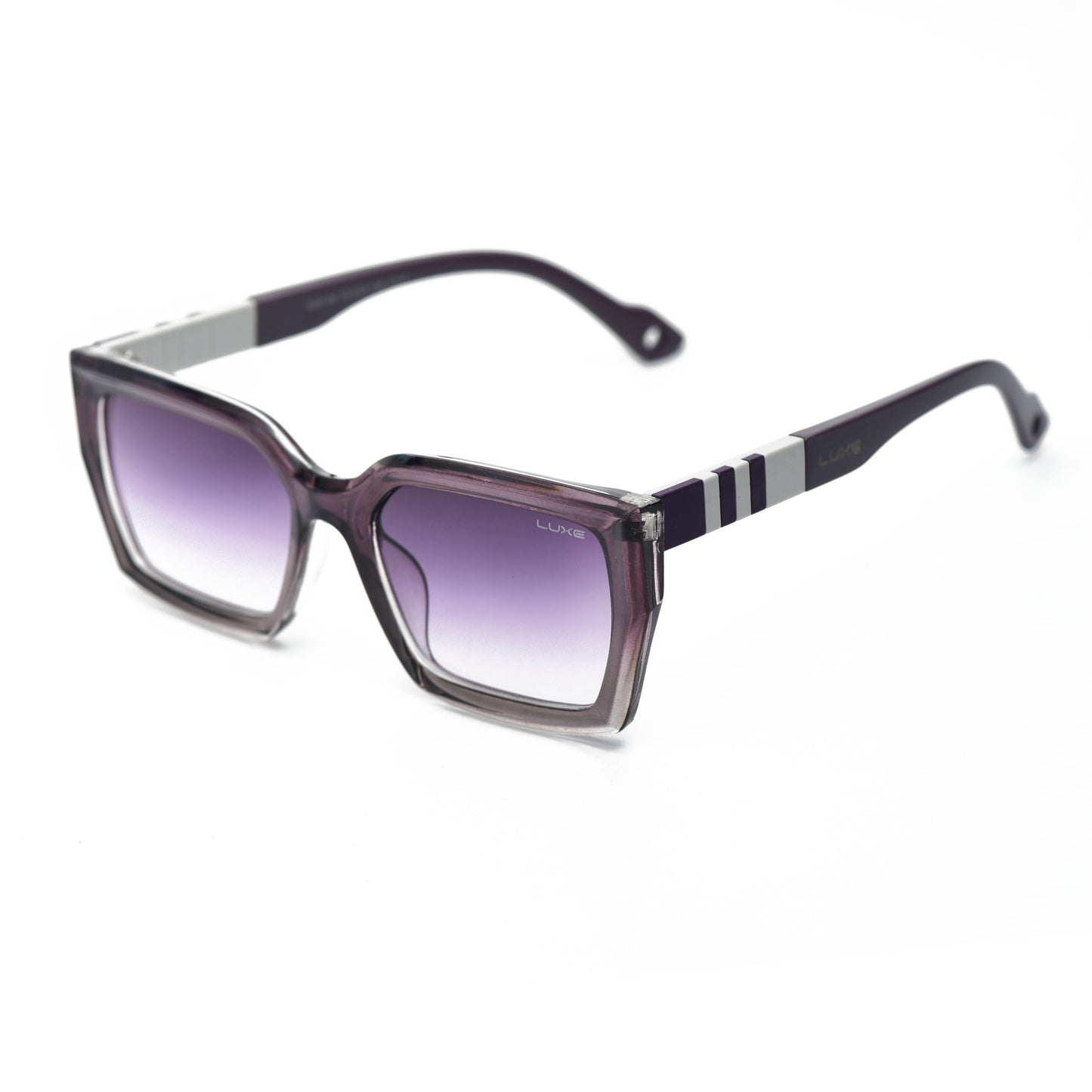 Luxe Shades "Pop Prism" - Bold Clear Frame Sunglasses with Striped Temples