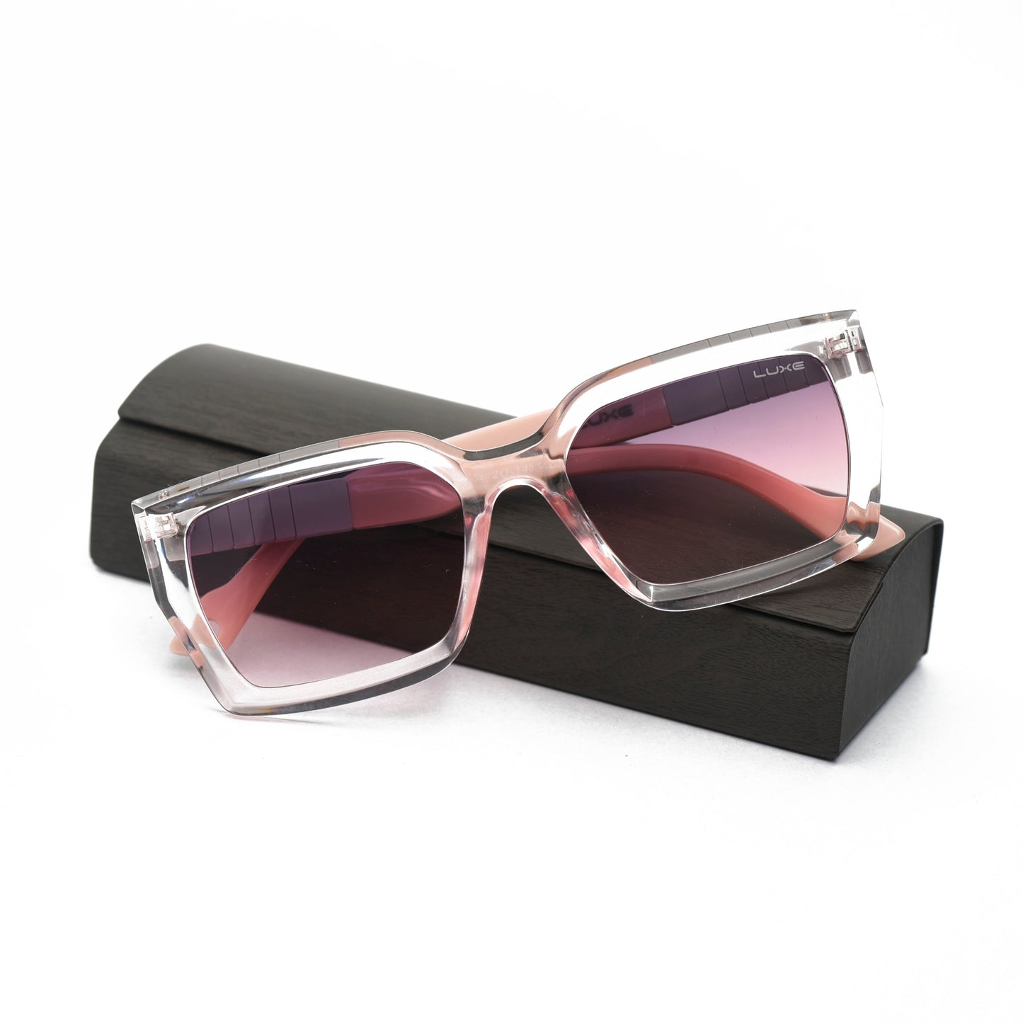 Luxe Shades "Pop Prism" - Bold Clear Frame Sunglasses with Striped Temples