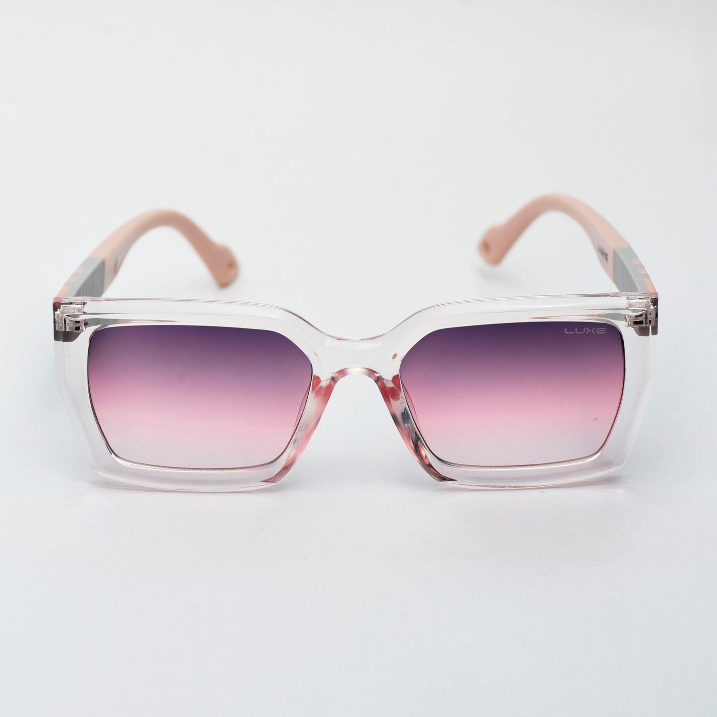Luxe Shades "Pop Prism" - Bold Clear Frame Sunglasses with Striped Temples