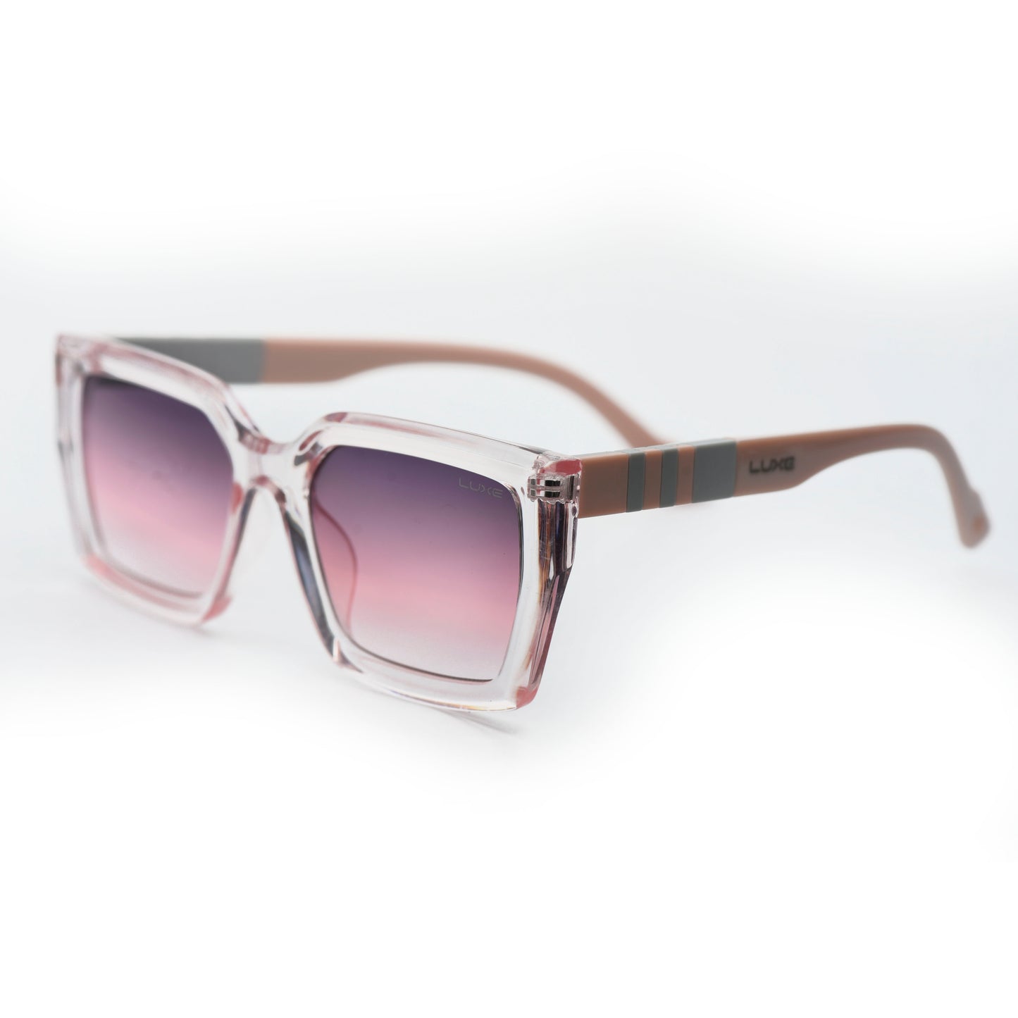 Luxe Shades "Pop Prism" - Bold Clear Frame Sunglasses with Striped Temples