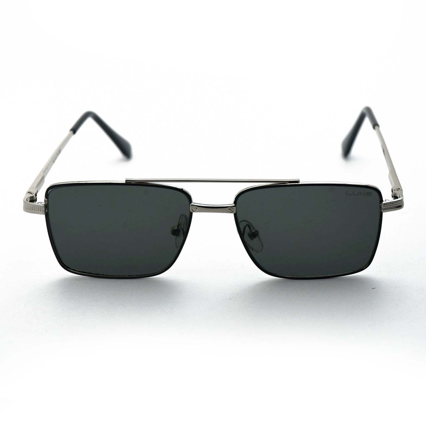 Luxe Shades "Silver Gaze" - Sleek Rectangular Aviator Sunglasses