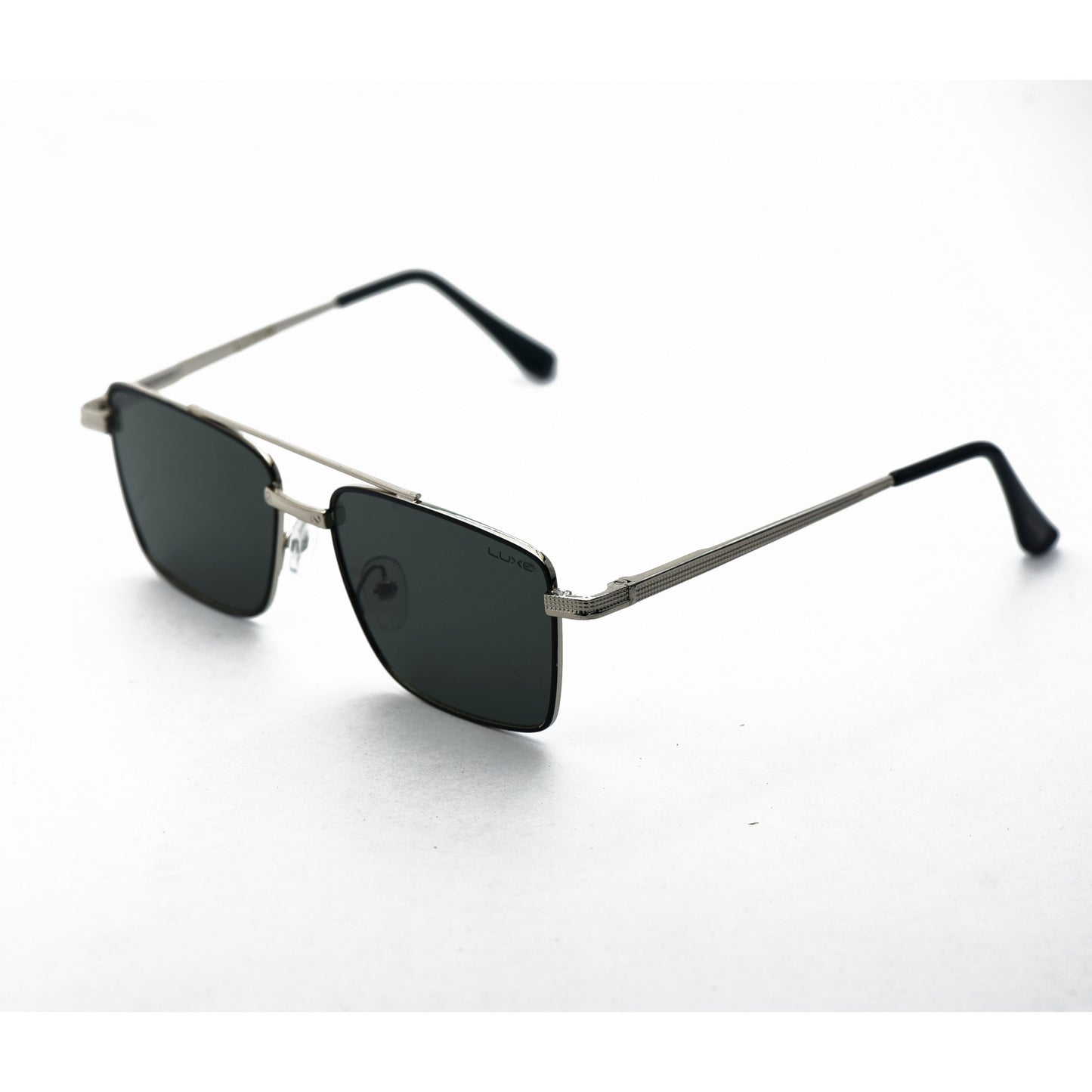 Luxe Shades "Silver Gaze" - Sleek Rectangular Aviator Sunglasses