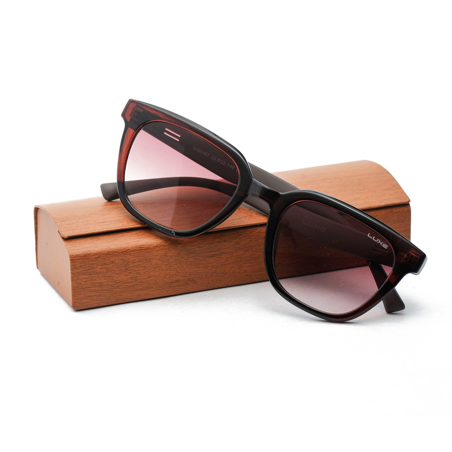 "Crimson Chic" Gradient Square Sunglasses