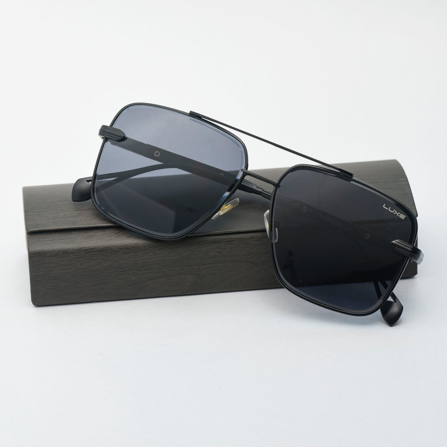 LUXE Gold & Brown Designer Sunglasses – Square Frame Elegance