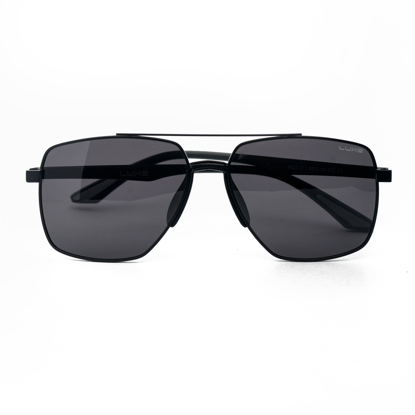 LUXE Matte Black Square Aviator Sunglasses – Bold Elegance Redefined