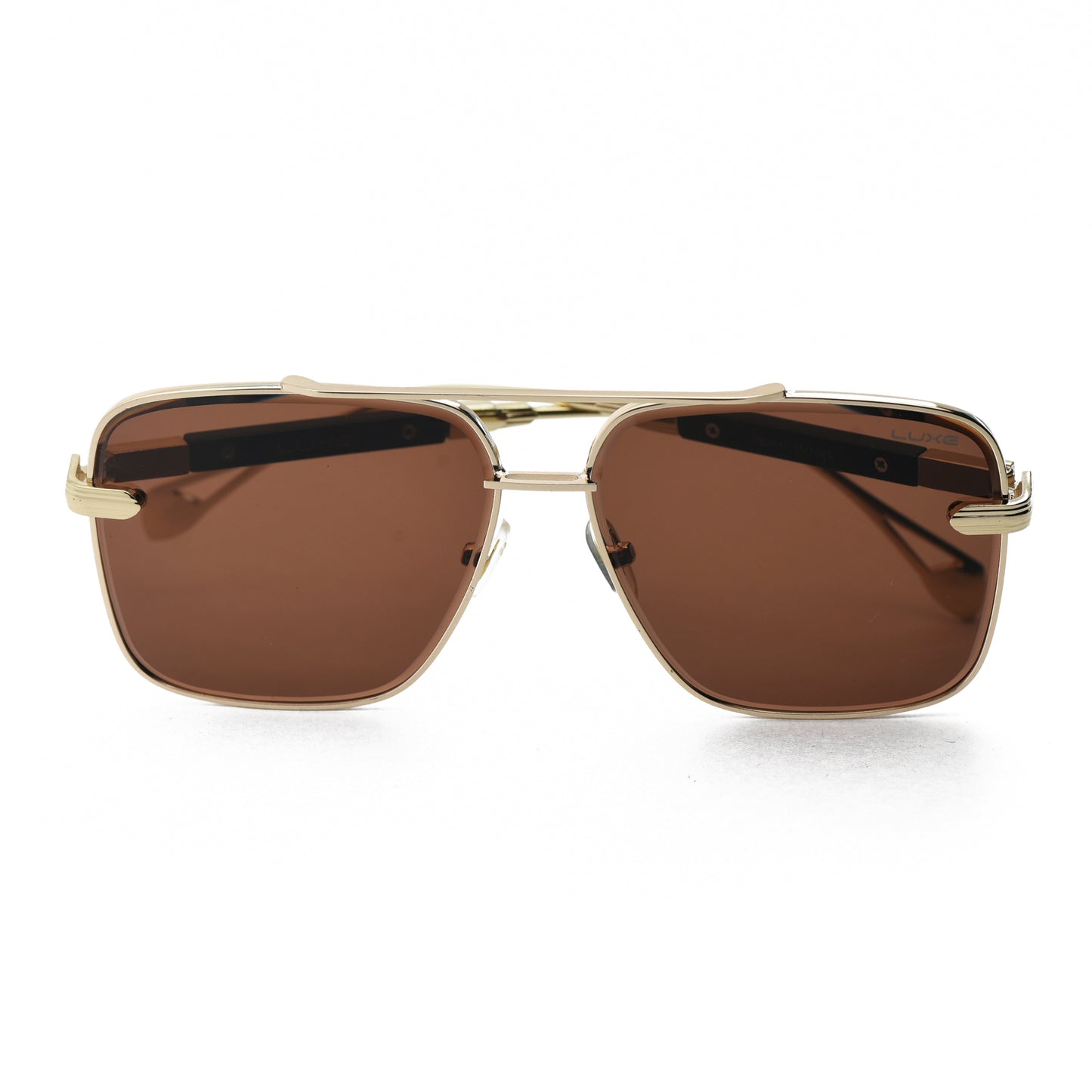 LUXE Gold & Brown Designer Sunglasses – Square Frame Elegance
