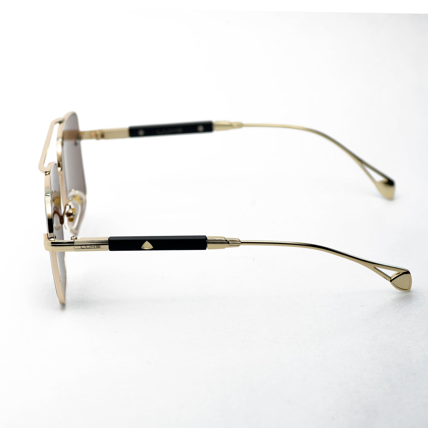 LUXE Gold & Brown Designer Sunglasses – Square Frame Elegance