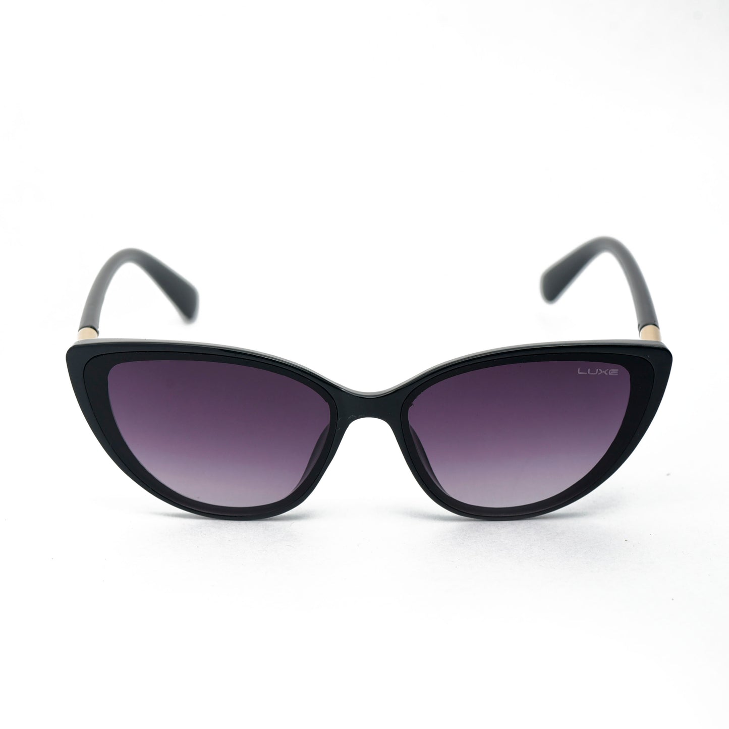 Luxe Shades "Glamour Purr" - Chic Black Cat-Eye Sunglasses with Gradient Lenses
