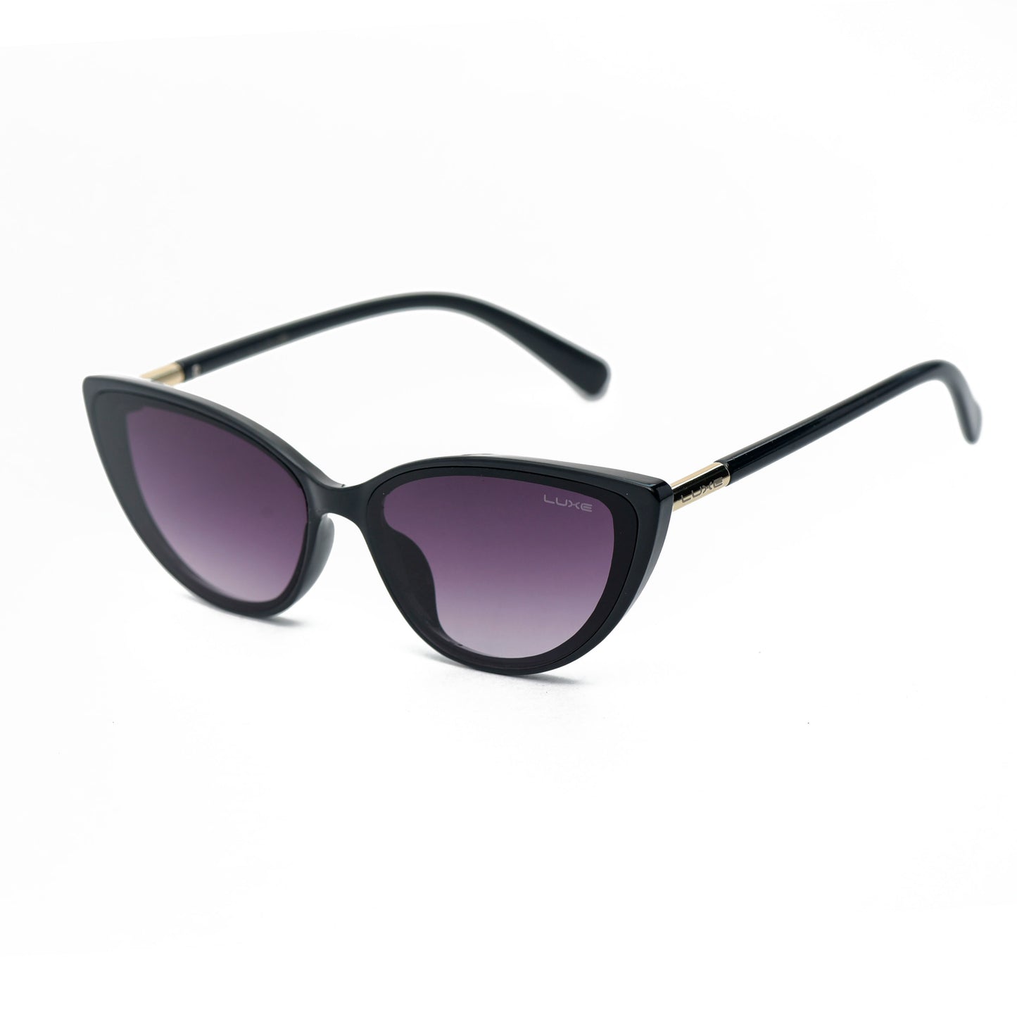 Luxe Shades "Glamour Purr" - Chic Black Cat-Eye Sunglasses with Gradient Lenses