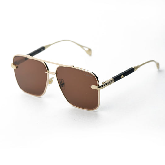 LUXE Gold &amp; Brown Designer Sunglasses – Square Frame Elegance