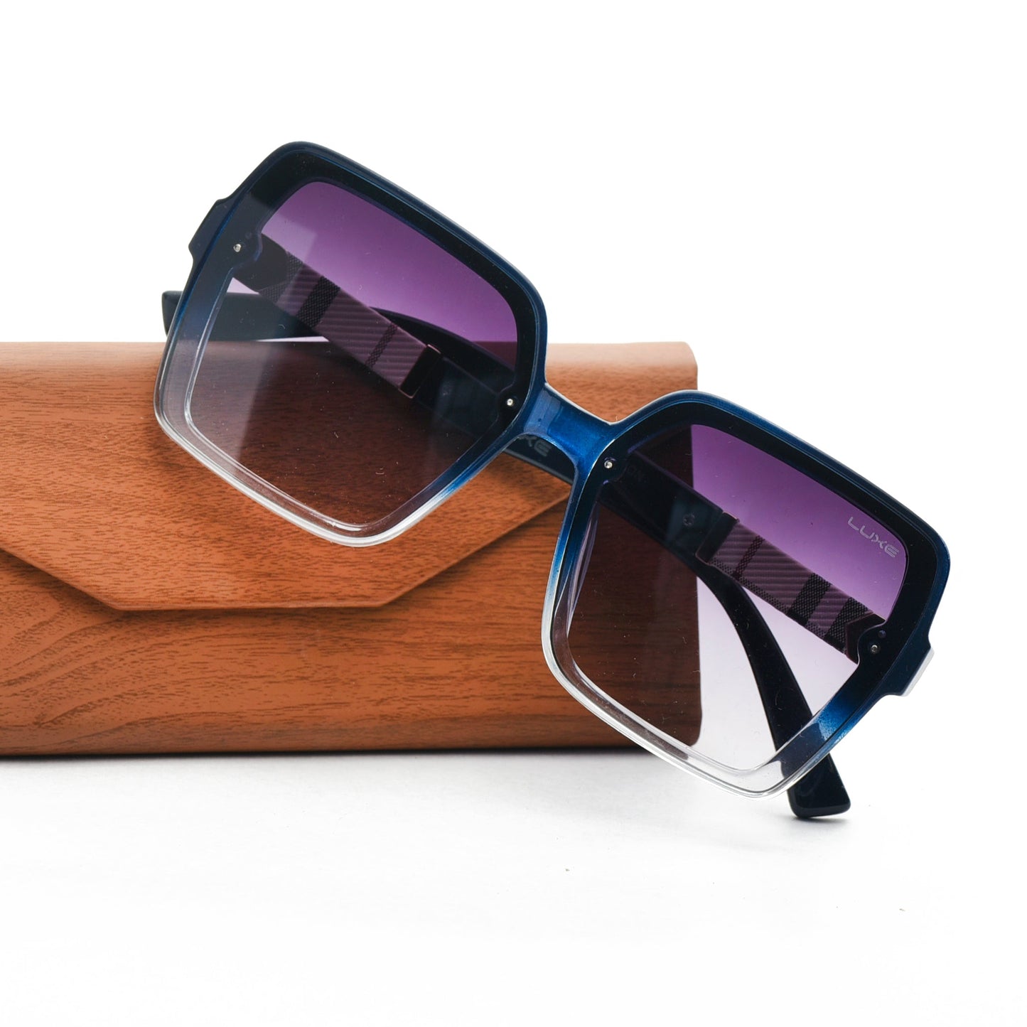 The Azure Gradient: Contemporary Oversized Eyewear